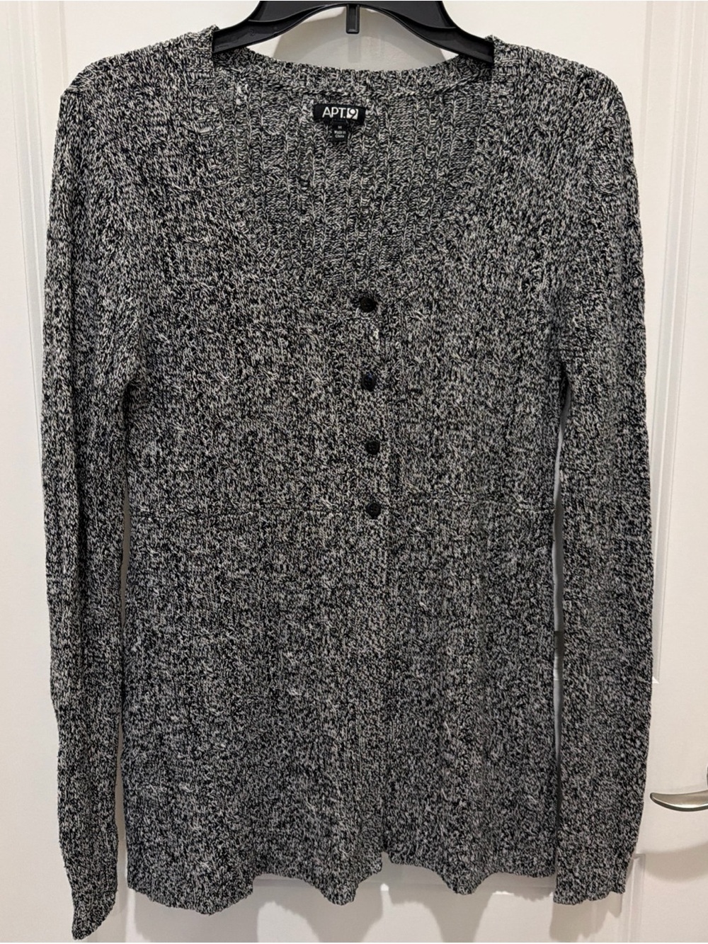 Apt. 9 Black and White Marled Button Cardigan